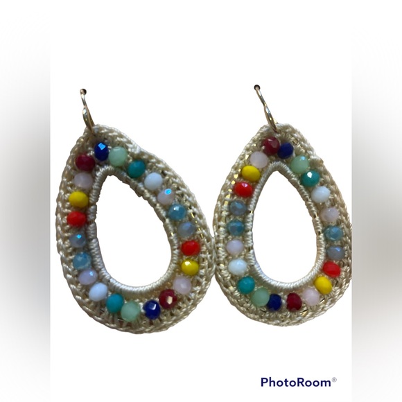 C&C California Rainbow Beaded Teardrop Weaved Earrings Brand New #13 - Picture 2 of 5